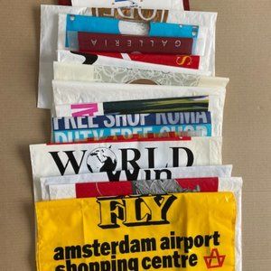 - 17 new/used big/small reusable plastic worldwide airport shopping travel bags